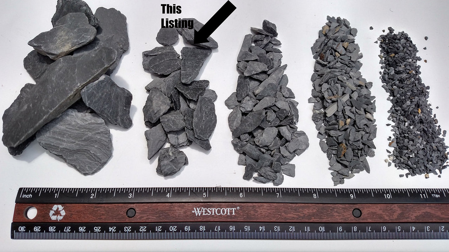 Natural Slate Stone -1/2 to 1 inch. Perfect Size for Miniature or Fairy Gardens, Aquariums, Reptiles, Terrariums, Model Railroads, Dioramas & Wargaming (1lb Grey)