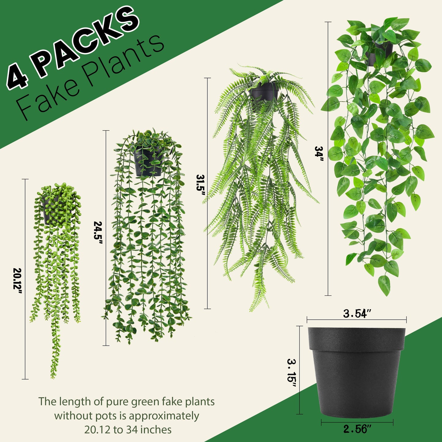 Der Rose Bundle of 4Pcs Fake Plants Hanging and 4 Pack Small Fake Plants for Living Room Bedroom Boho Wall Shelf Indoor Outdoor Decor