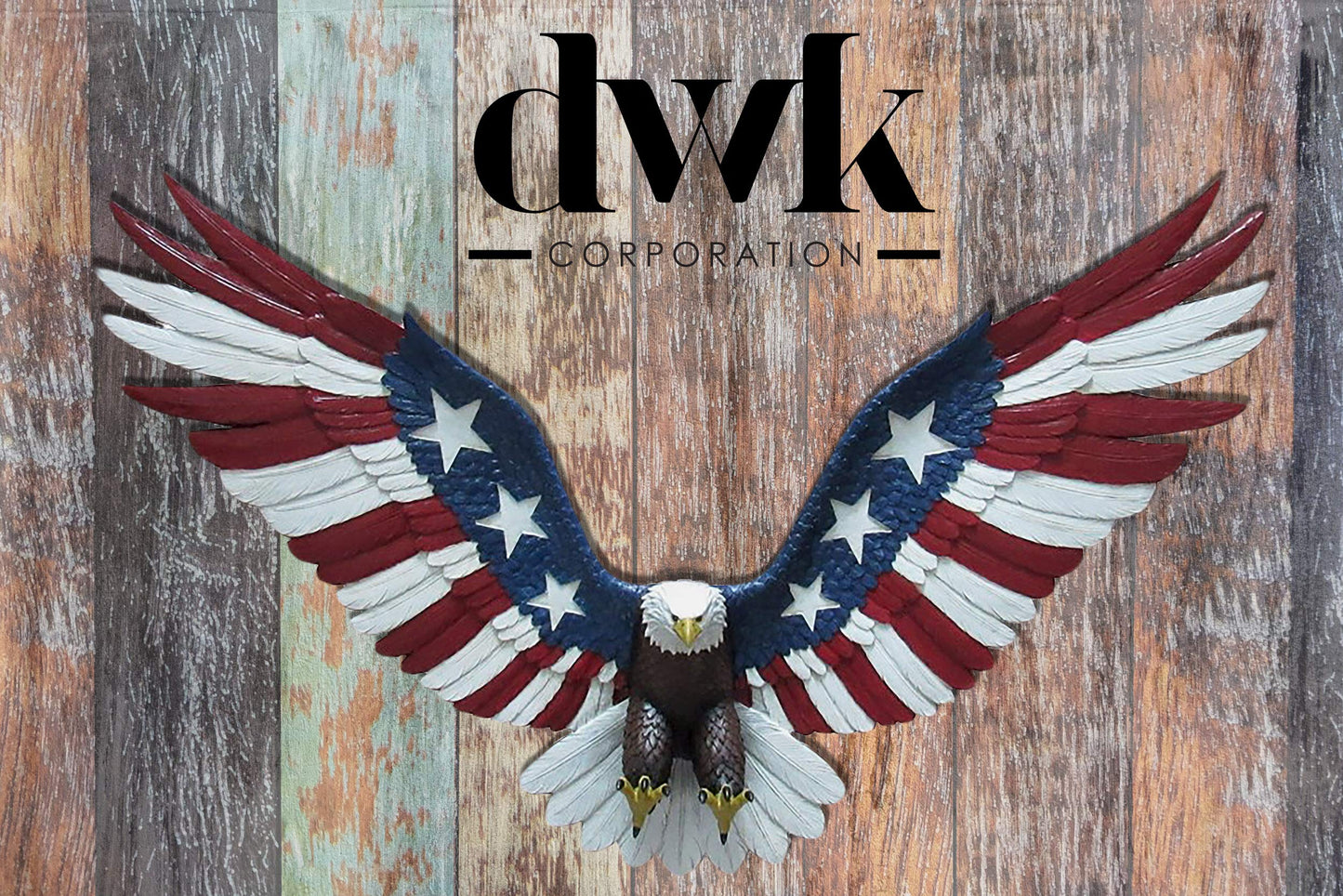 DWK Bald Eagle American Flag Patriotic Large Wall Sculpture | Americana Decorations Eagle Statue - 21"
