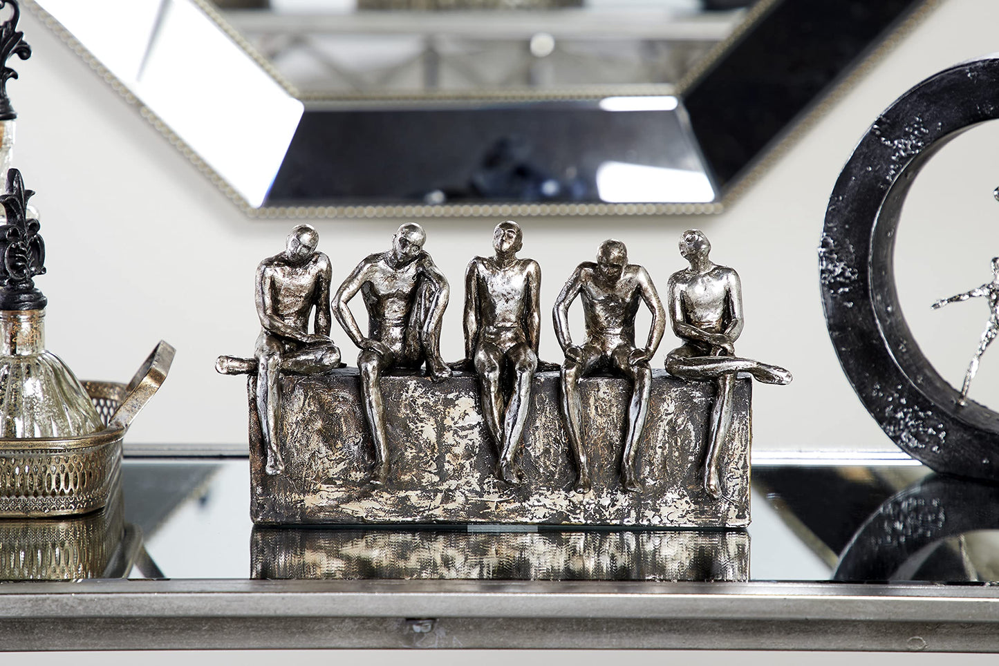 Deco 79 Modern Polystone People Sculpture, 13" x 3" x 7", Silver
