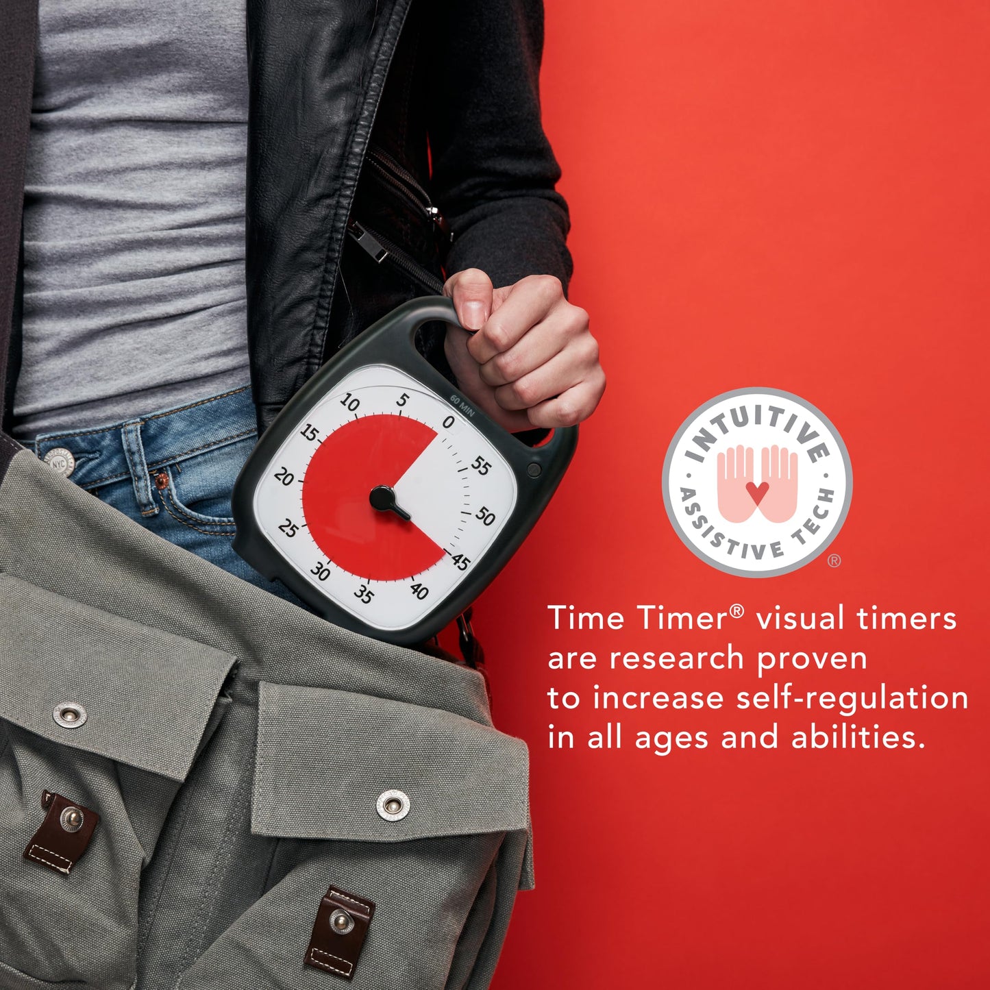 TIME TIMER Plus 60 Minute Desk Visual Timer - Countdown Timer with Portable Handle for Classroom, Office, Homeschooling, Study Tool with Silent Operation (Charcoal)