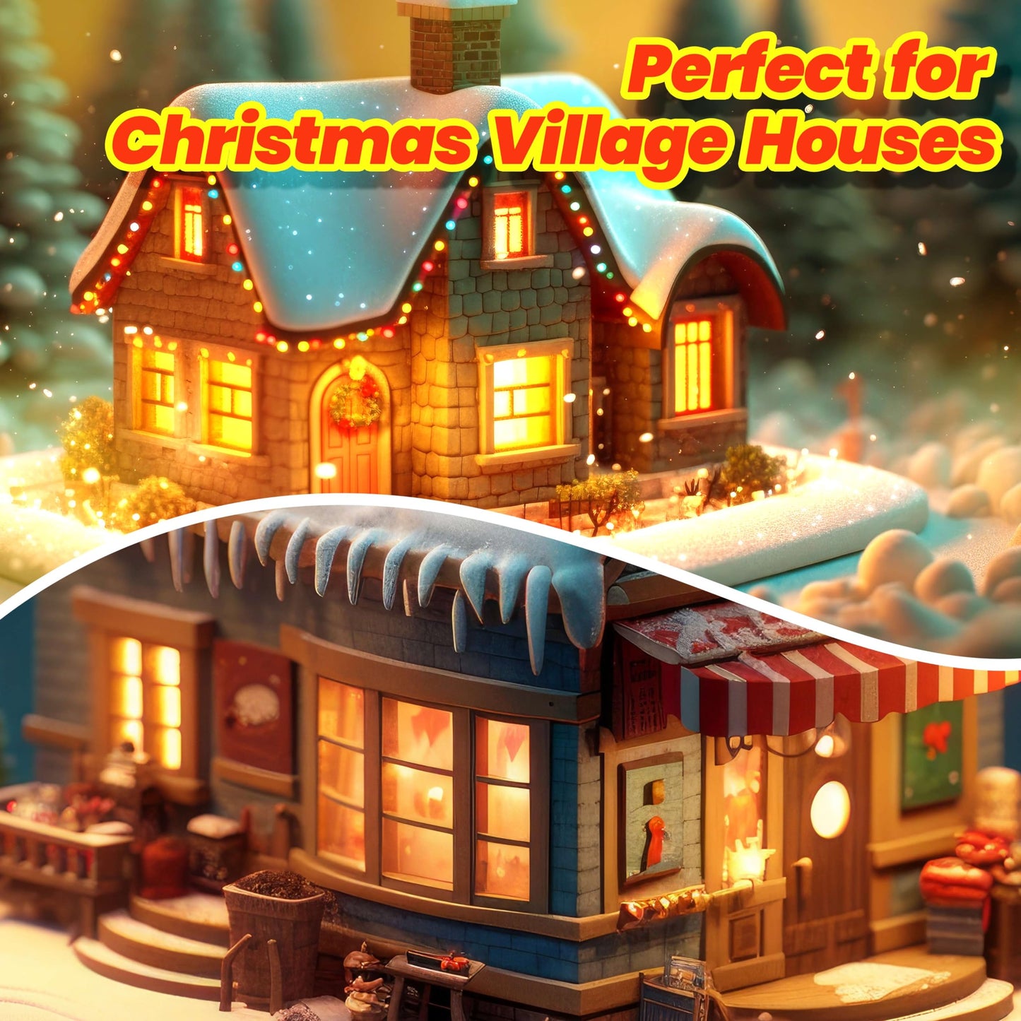 OHLGT 2 Sets Accessory Cord with 2 LED C7 Light Bulb, 5Ft Salt Lamp Cord Replacement with On/Off Switch Plugs E12 Socket for Halloween Pumpkin, Christmas Village House, Holiday Decorations and Crafts