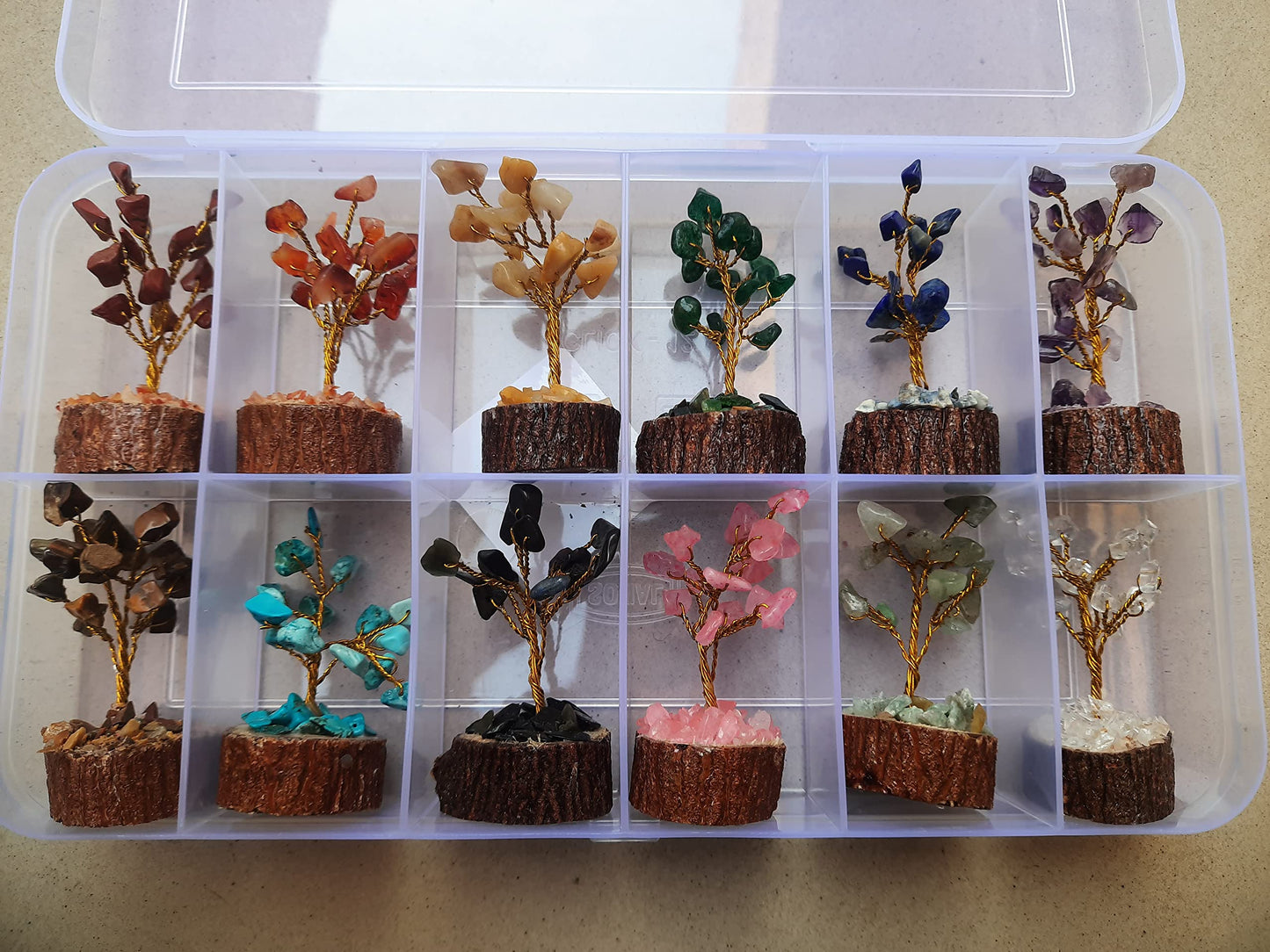 12Pcs Crystal Tree Box, Crystal Mystery Box, Beautiful Small Crystal Tree, Gemstone Tree Box, Money Tree Box, Feng Shui Home Decor Gift