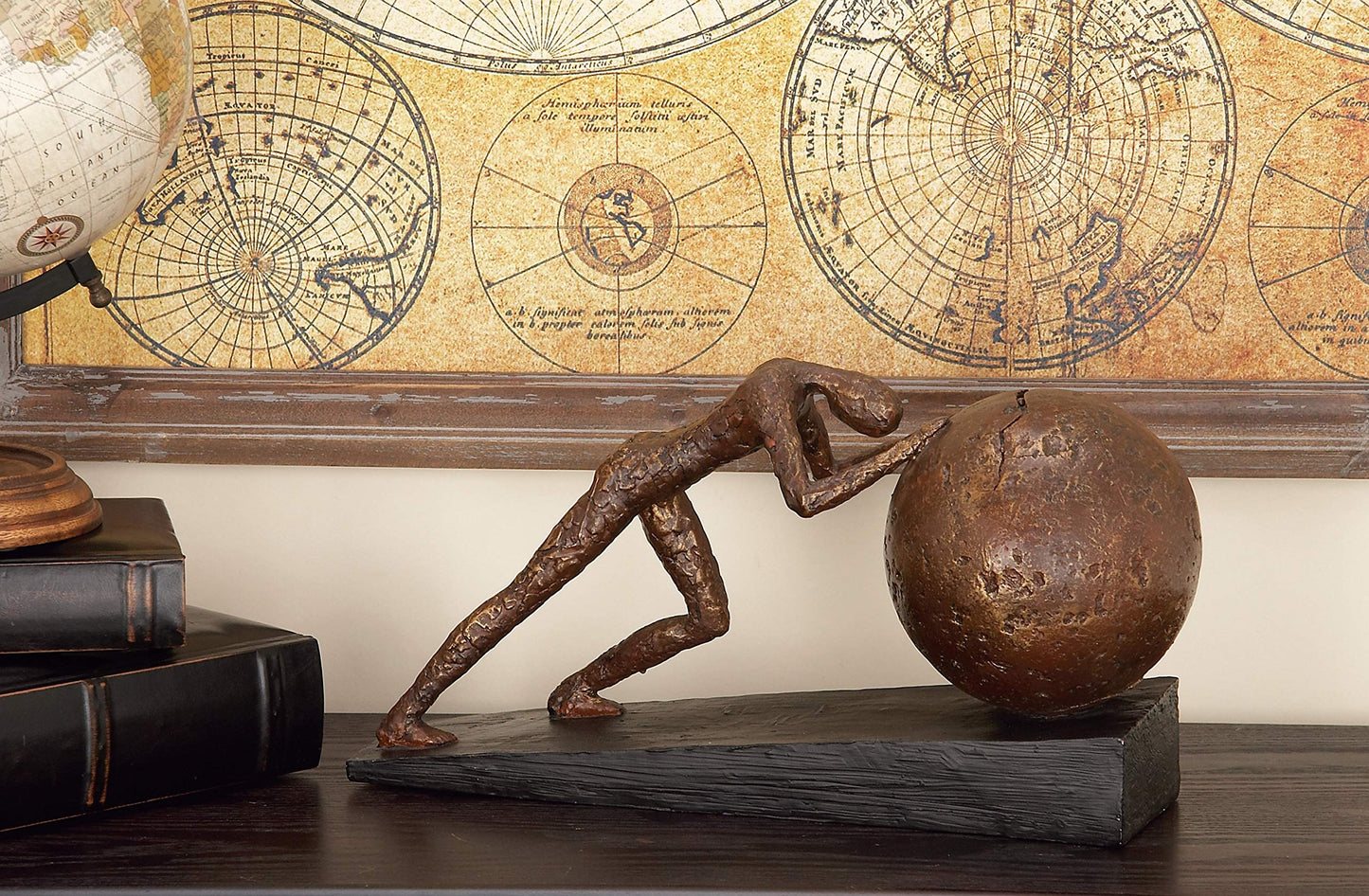 Deco 79 Polystone People Decorative Sculpture Home Decor Statue with Ball, Accent Figurine 5" x 15" x 8", Brown