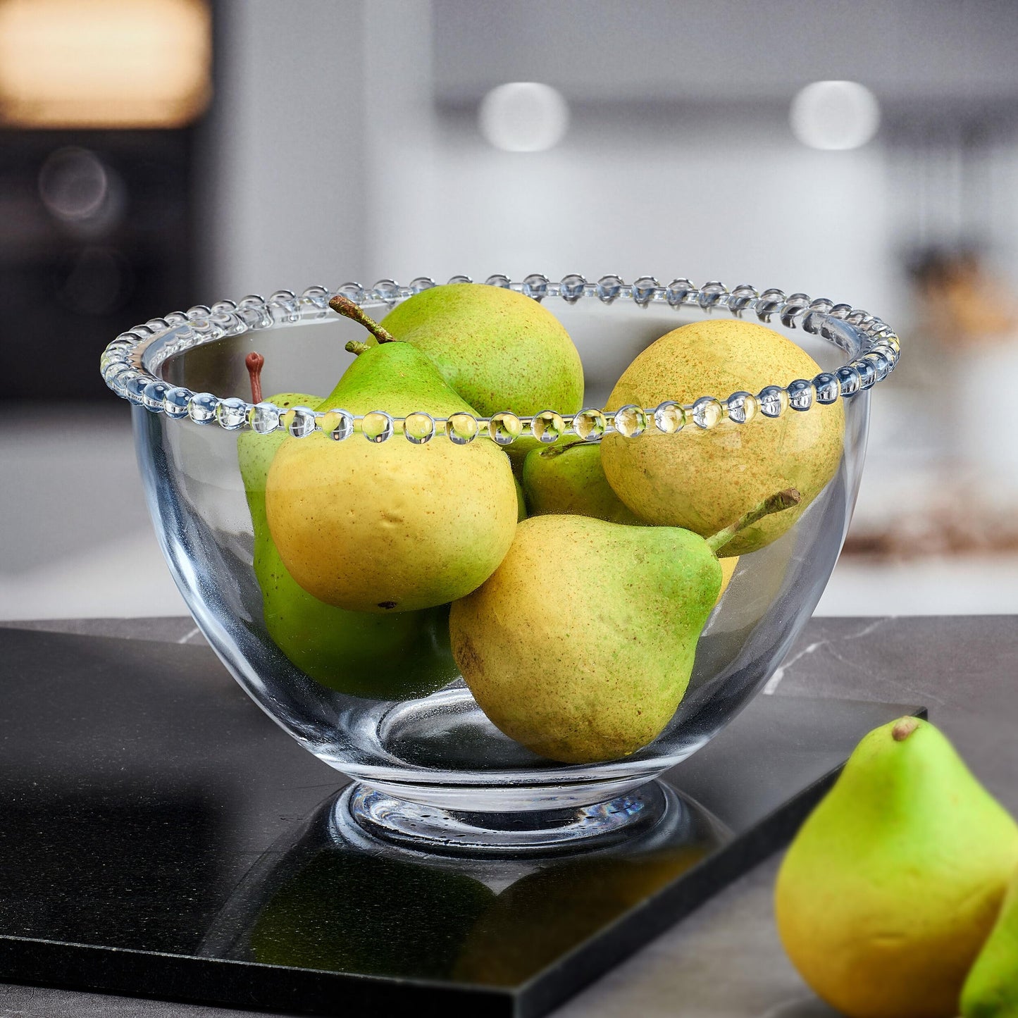 Fitz and Floyd Beaded Glass Fruit Serve Salad Bowl, 8.25 Inch