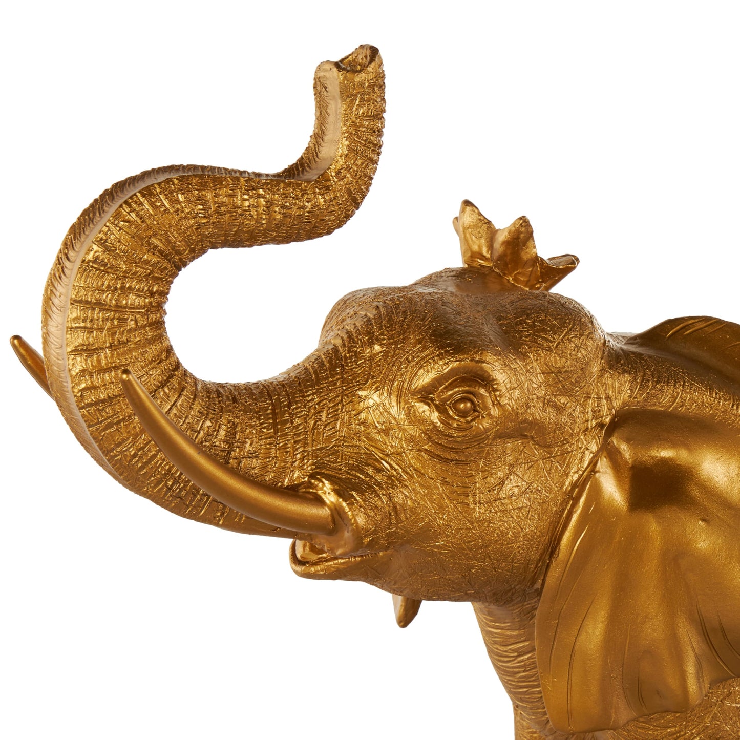 Deco 79 Resin Elephant Walking Sculpture with Floral Accents, 22" x 9" x 19", Gold