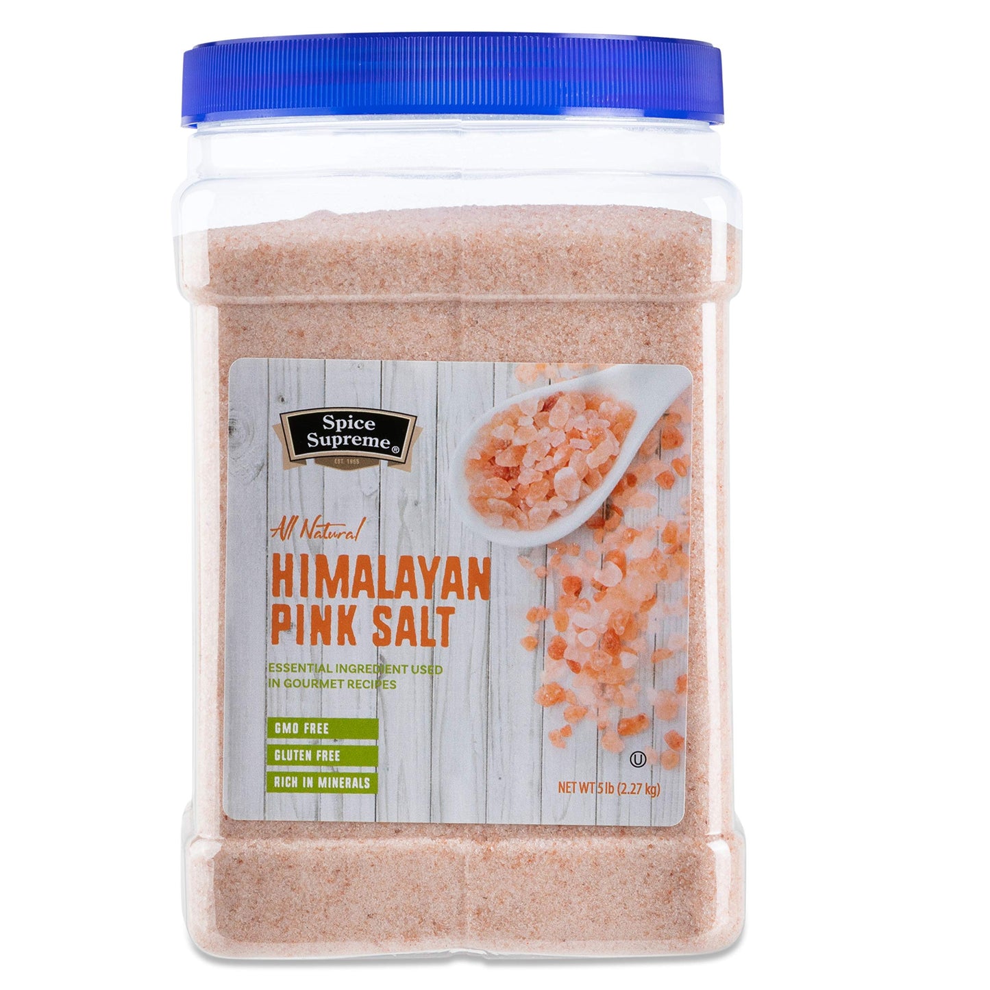 Spice Supreme Pure Himalayan Pink Salt | Pure Crystal Natural Minerals and Nutrients | Natural and Kosher | Fine Grain 5 LB