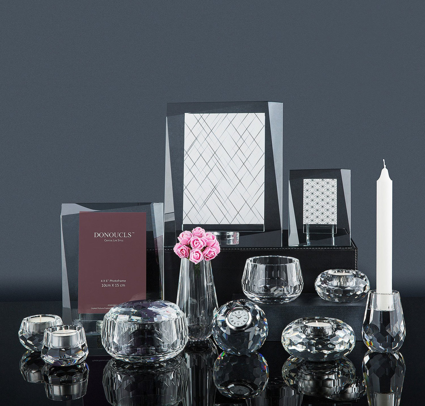 Donoucls Crystal Votive Tealight Candle Holders Home Decorations for Christmas Wedding Table 2.5" Diameter x 1.8" High Set of 2