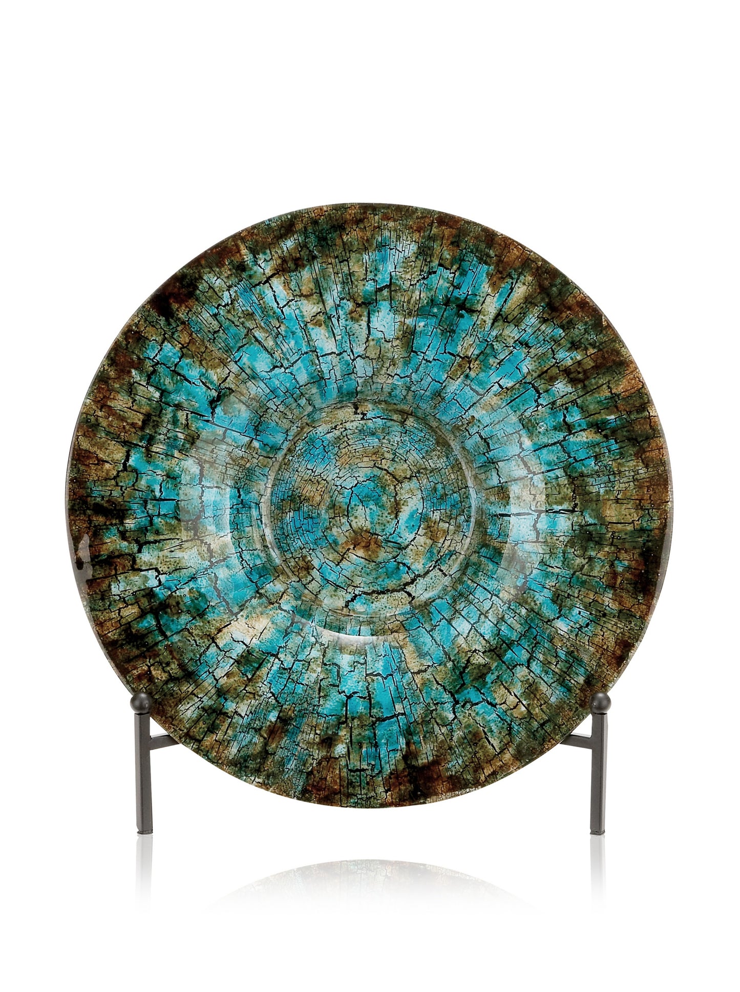 Deco 79 Glass Geometric Handmade Charger Mosaic Inspired with Stand, 18" x 18" x 2", Green
