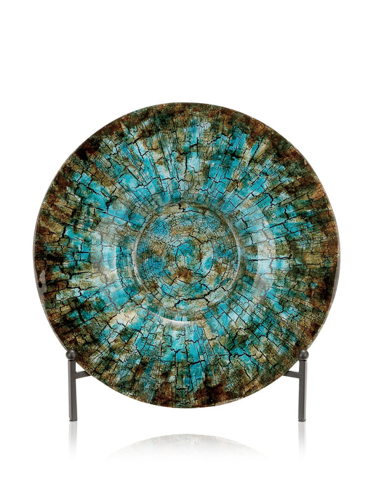 Deco 79 Glass Geometric Handmade Charger Mosaic Inspired with Stand, 18" x 18" x 2", Green